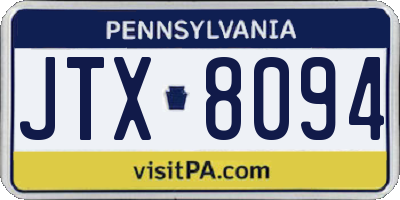 PA license plate JTX8094