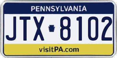 PA license plate JTX8102
