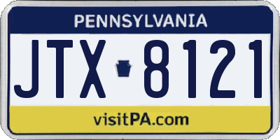 PA license plate JTX8121