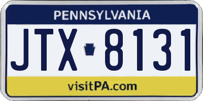 PA license plate JTX8131