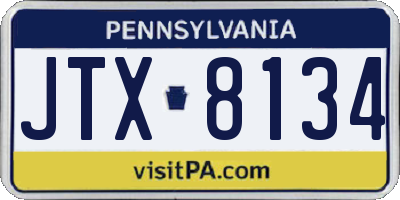 PA license plate JTX8134