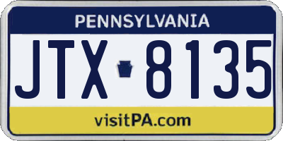 PA license plate JTX8135