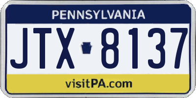 PA license plate JTX8137