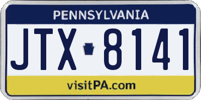 PA license plate JTX8141