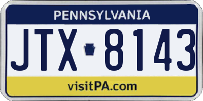 PA license plate JTX8143