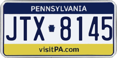 PA license plate JTX8145
