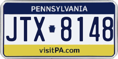 PA license plate JTX8148