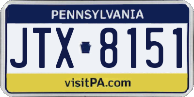 PA license plate JTX8151