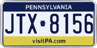 PA license plate JTX8156