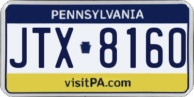 PA license plate JTX8160