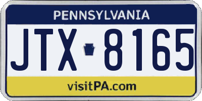 PA license plate JTX8165