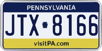 PA license plate JTX8166