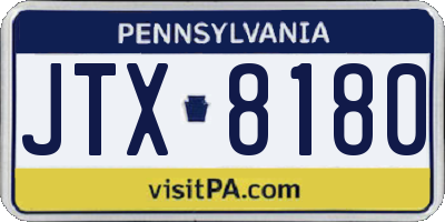 PA license plate JTX8180