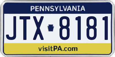 PA license plate JTX8181