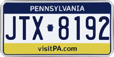 PA license plate JTX8192