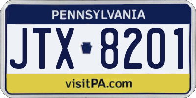 PA license plate JTX8201