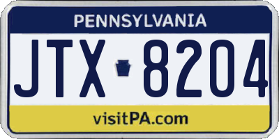 PA license plate JTX8204