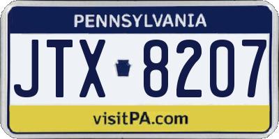 PA license plate JTX8207