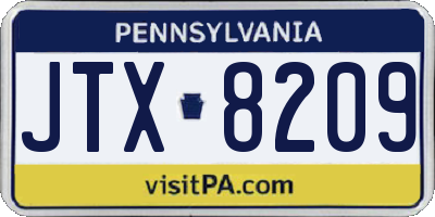 PA license plate JTX8209
