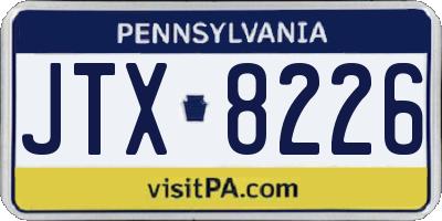 PA license plate JTX8226