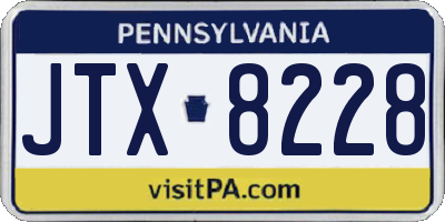 PA license plate JTX8228