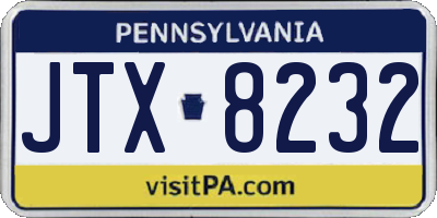 PA license plate JTX8232