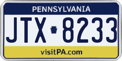 PA license plate JTX8233