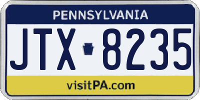 PA license plate JTX8235