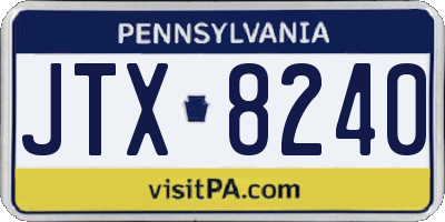 PA license plate JTX8240