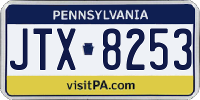 PA license plate JTX8253