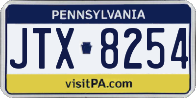 PA license plate JTX8254