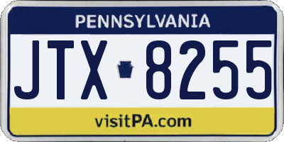 PA license plate JTX8255