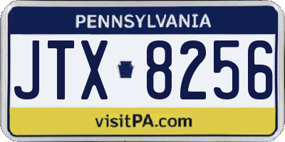 PA license plate JTX8256