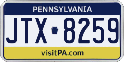 PA license plate JTX8259