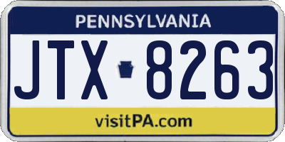 PA license plate JTX8263