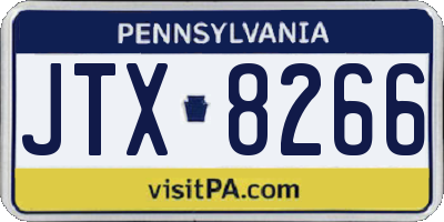 PA license plate JTX8266