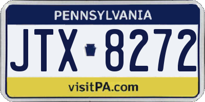 PA license plate JTX8272