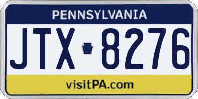 PA license plate JTX8276