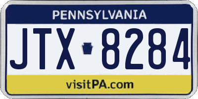 PA license plate JTX8284