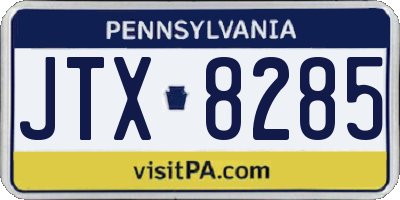PA license plate JTX8285