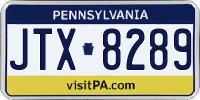 PA license plate JTX8289