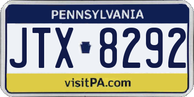 PA license plate JTX8292