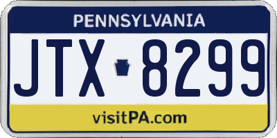 PA license plate JTX8299