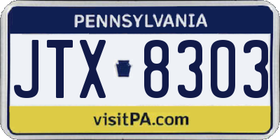 PA license plate JTX8303