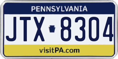 PA license plate JTX8304