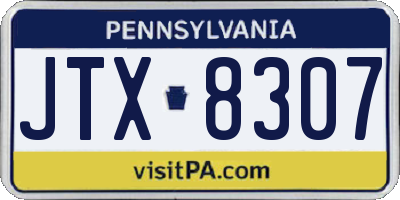 PA license plate JTX8307