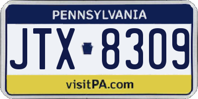 PA license plate JTX8309
