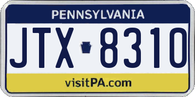 PA license plate JTX8310