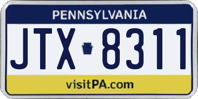 PA license plate JTX8311