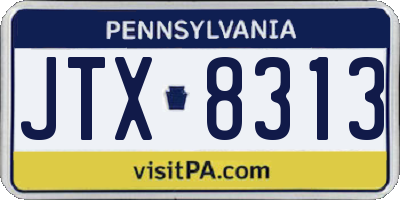 PA license plate JTX8313